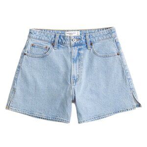 New Abercrombie & Fitch Curve Love High Rise Dad Denim Jean Shorts Light wash